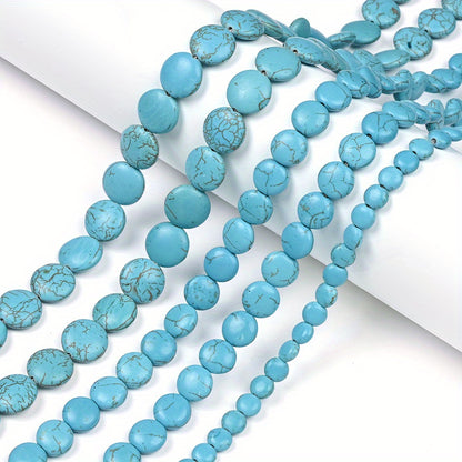 Blue Stone Flat Round Beads