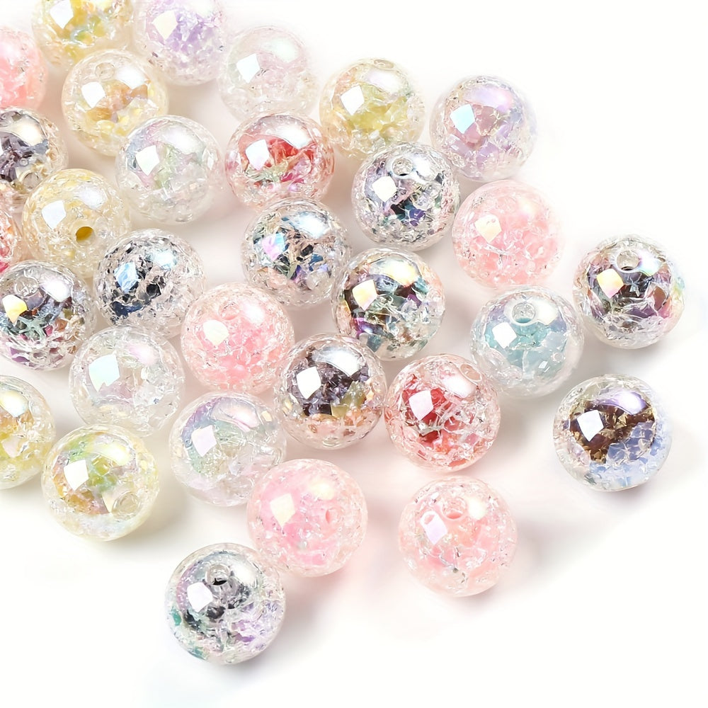 8mm Red & Green Dual-Tone Christmas Crackle Artificial Crystal Round Beads