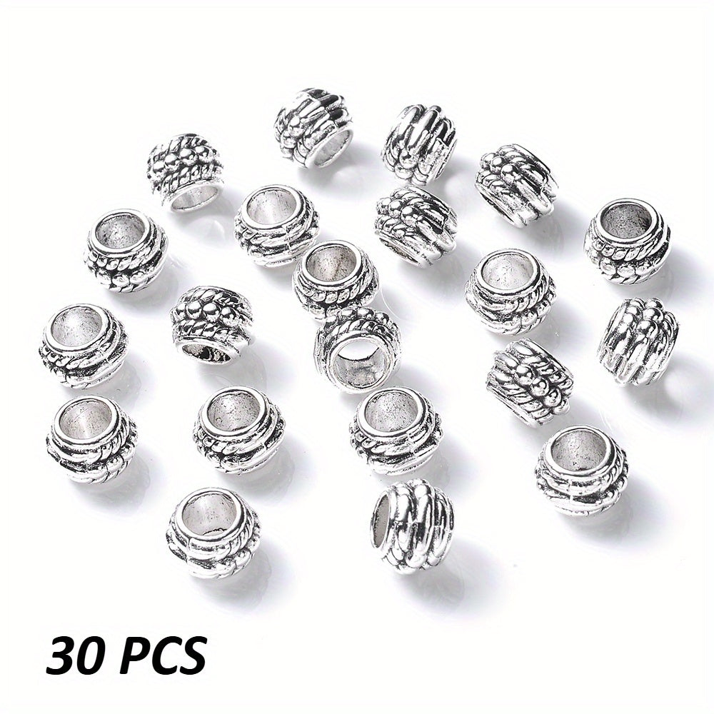 15x9mm Big Hole Print Acrylic Flat Round Spacer Beads