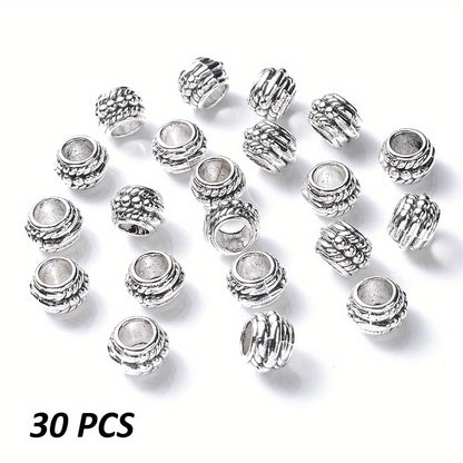 15x9mm Big Hole Print Acrylic Flat Round Spacer Beads