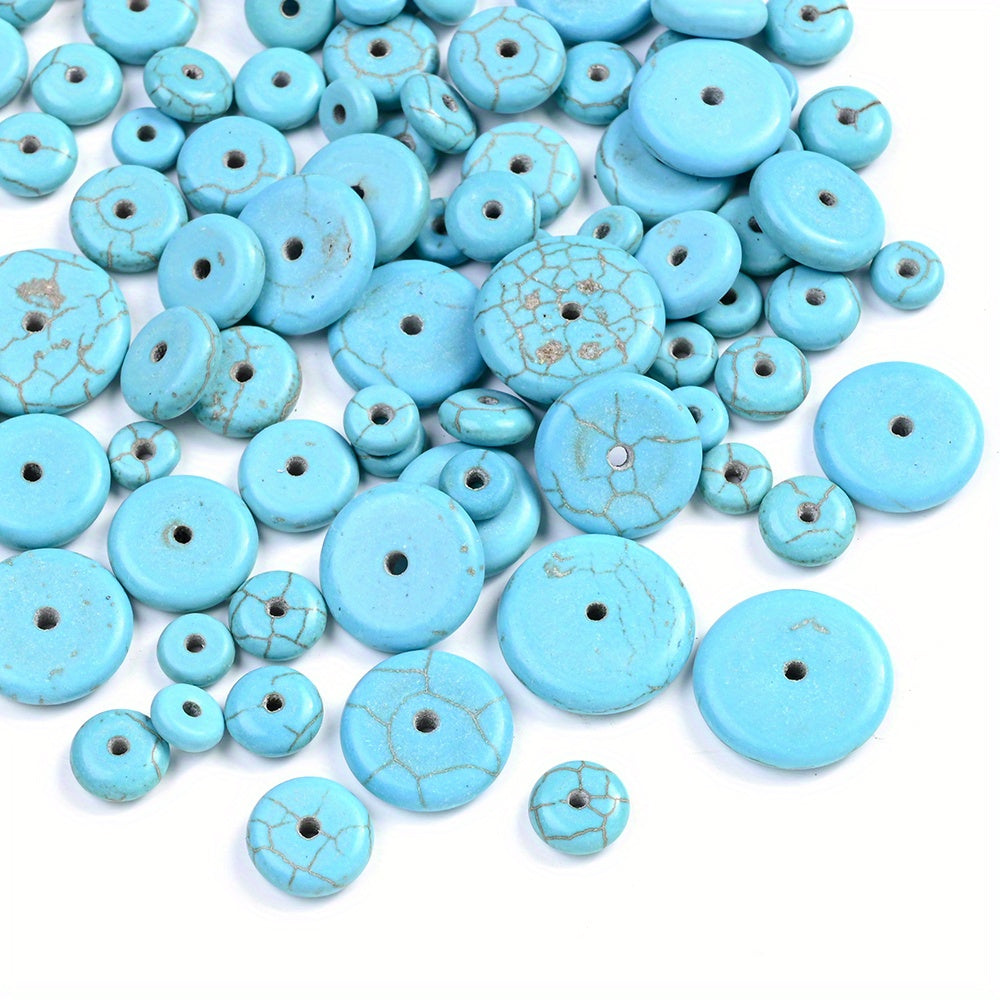 Turquoise Flat Round Lentil Stone Beads