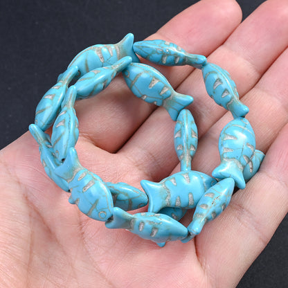 12×23mm Turquoise Blue Fish Stone Beads