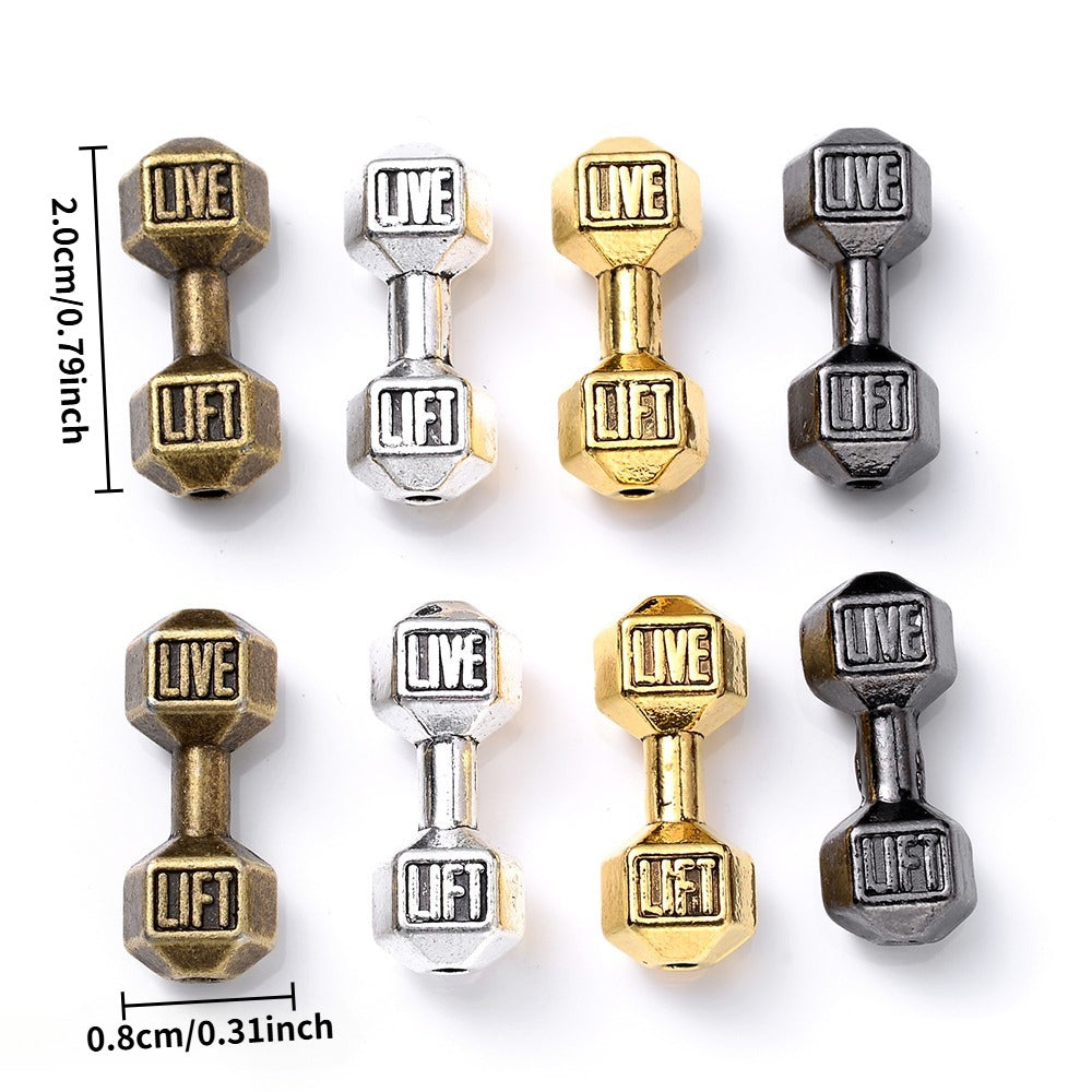 10pcs 8x20mm Silvery Alloy Dumbbell Beads