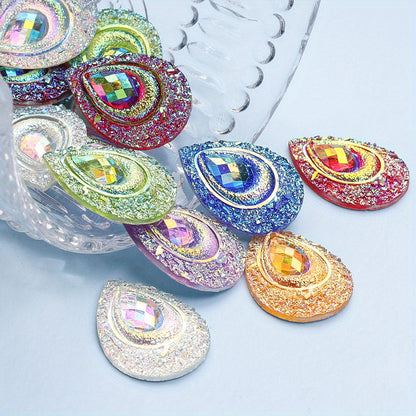 50pcs Peacock Feather Shape Rhinestone Flatback Beads