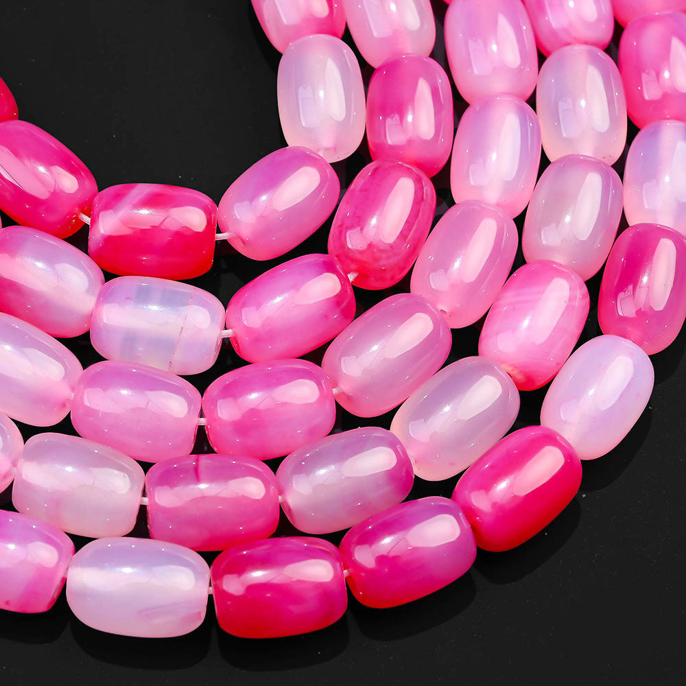 28pcs/strand 10x14mm Natural Agate Barrel Beads