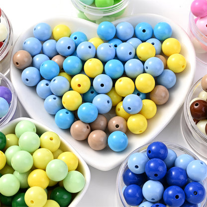 50pcs 16mm Dark Mixed Color Acrylic Round Beads