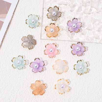 30pcs 15mm Cherry Blossom Acrylic Patch Beads