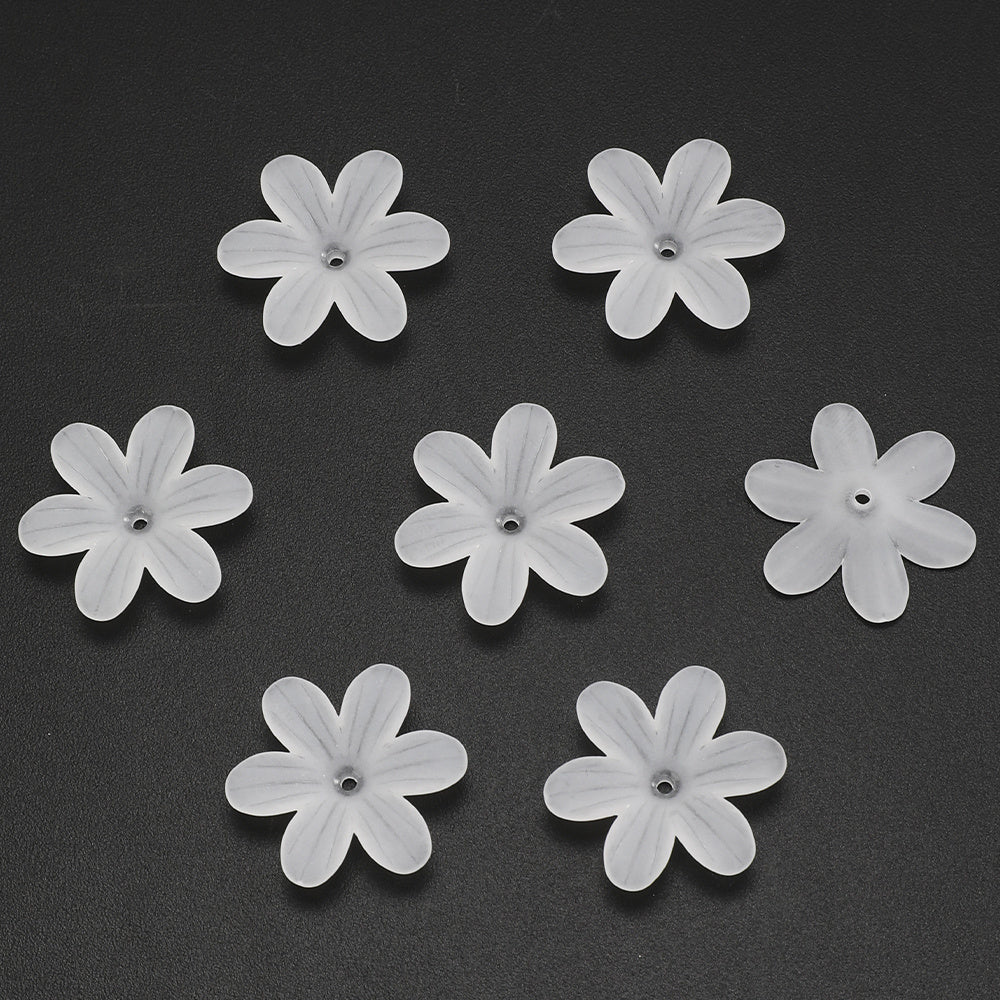 23×26mm Frosted White Flower Acrylic Beads