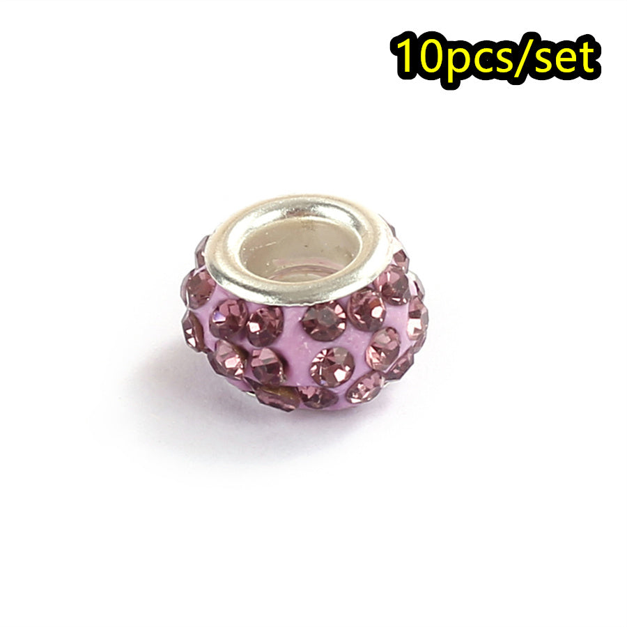 10pcs Colorful Big Hole Rhinestone Spacer Beads