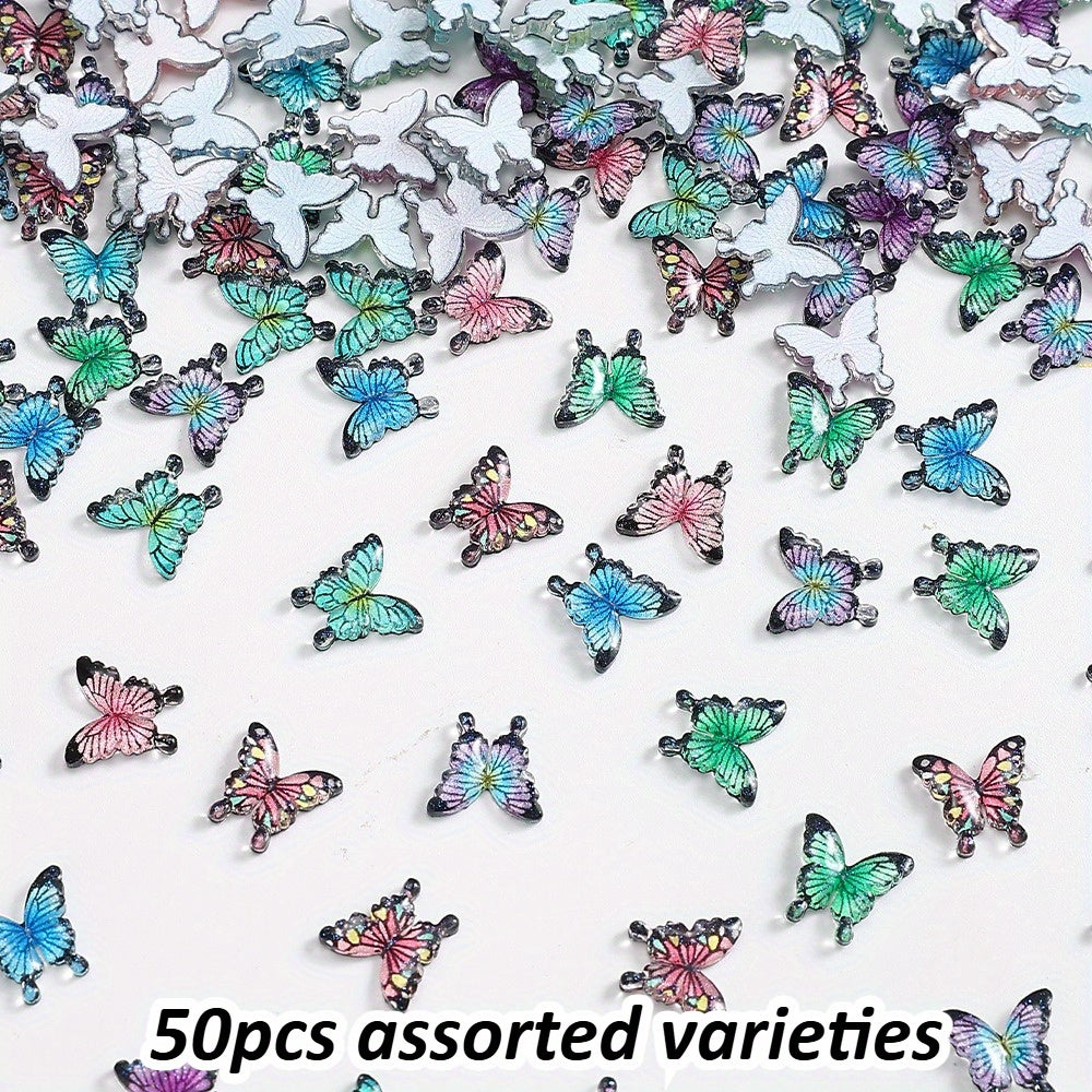 30/50pcs 10x11mm Resin Mini Butterfly Flatback Beads