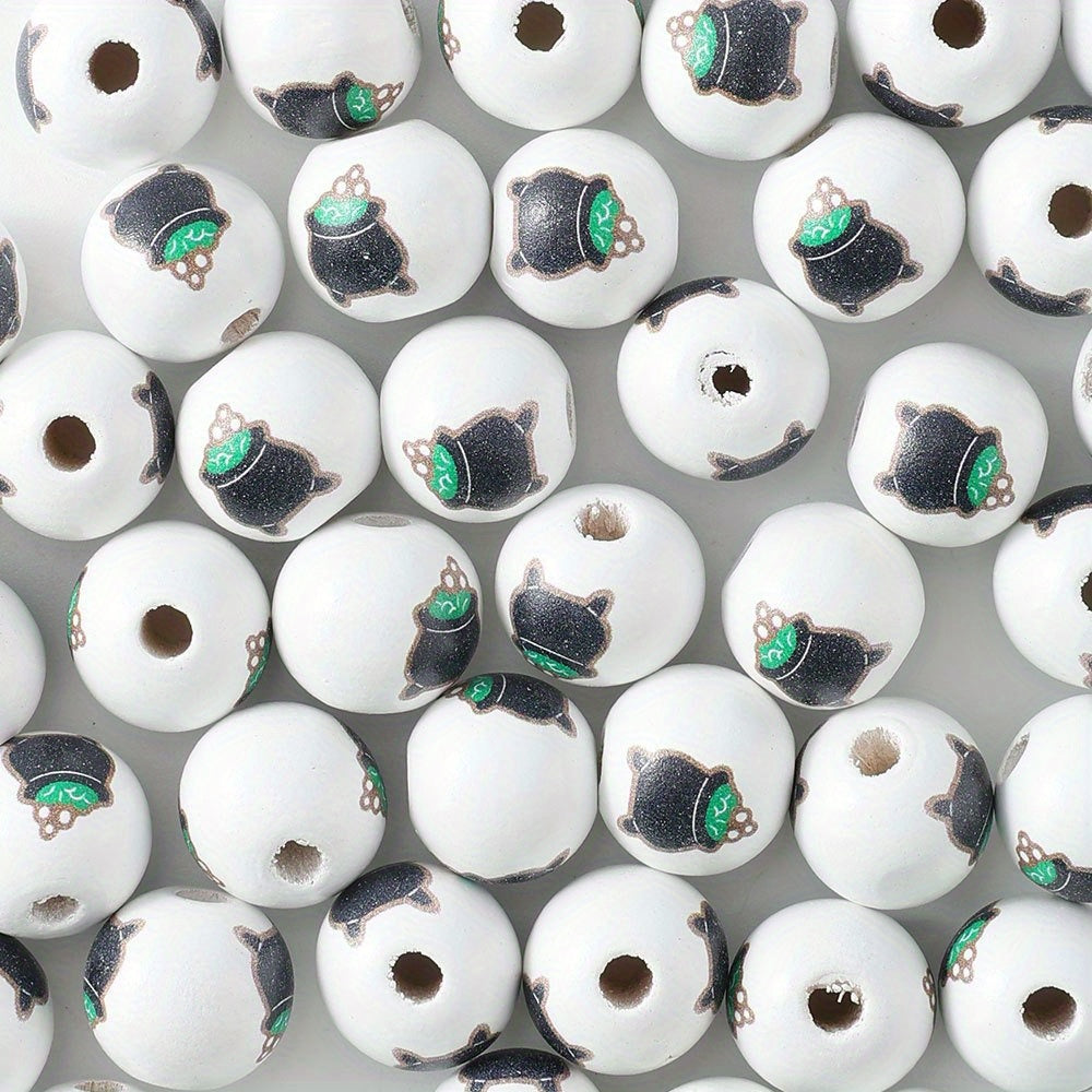 Halloween Wooden Round Beads