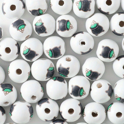Halloween Wooden Round Beads
