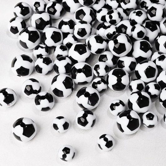 30/50/100pcs 8/10/12mm Acrylic Soccer Beads