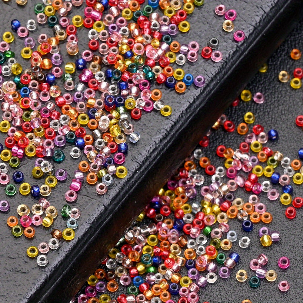 1.5mm Silvery-filled Mini Glass Rice Beads