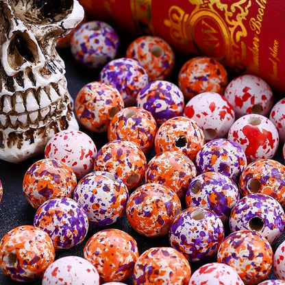 Halloween Blood Splatter Wooden Beads