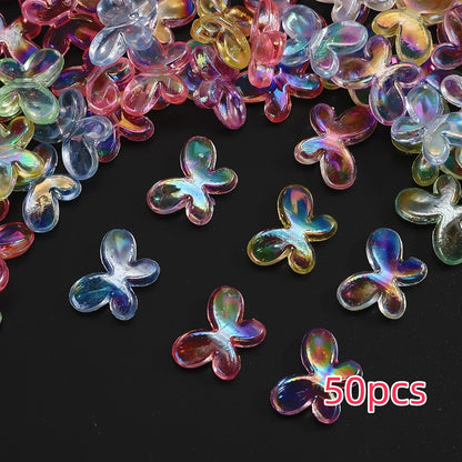 50pcs AB Mixed Color Transparent Butterfly Acrylic Beads