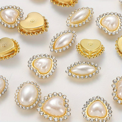 White Heart Oval Acrylic Pearl Beads