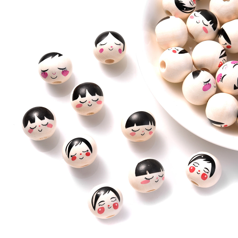 10pcs 18x20mm Mixed Wood Expression Spacer Beads