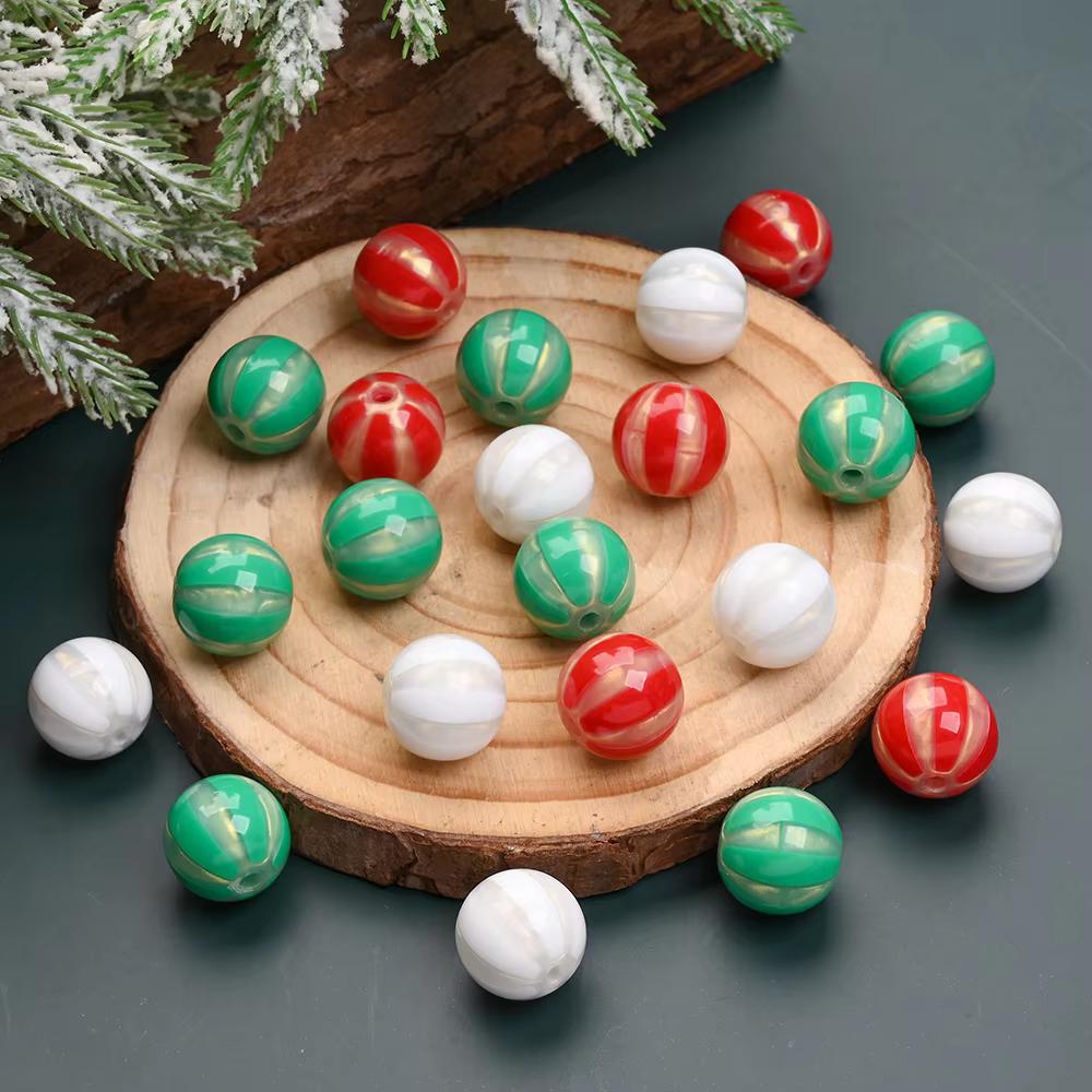 16mm 3D Christmas Pumpkin Acrylic Beads, 10pcs
