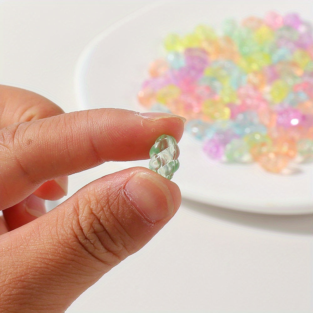 Transparent Mixed Color Twisted Oval Acrylic Beads