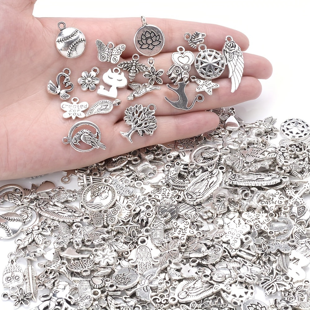 100Pcs Mix Vintage Alloy Pendant Charms Animal Flower Cross Pendant Beads for Jewelry Making DIY Bracelet Necklace Earrings Accessories