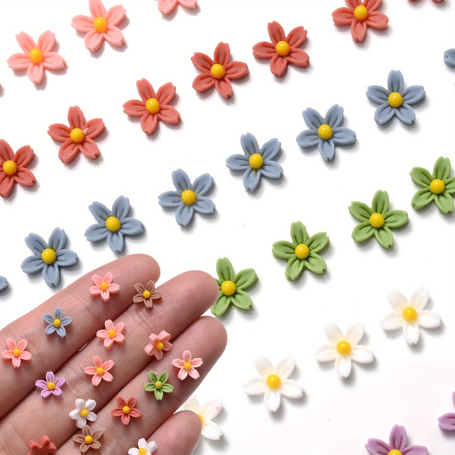 100pcs Mini Flower Flatback Beads