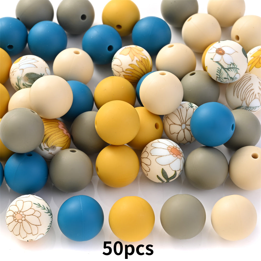 15mm Leopard Butterfly Sunflower Silicone Print Focal Beads