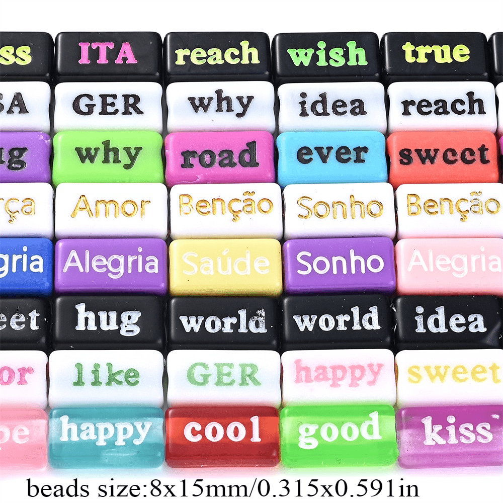 8×15mm Acrylic Word Beads