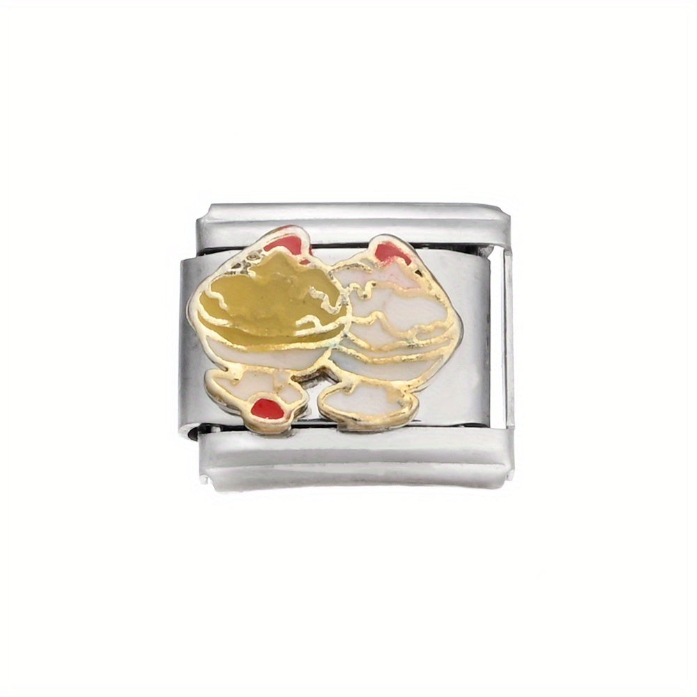 1pc 9x10mm Stainless Steel Birthday Theme Module Charm Bead