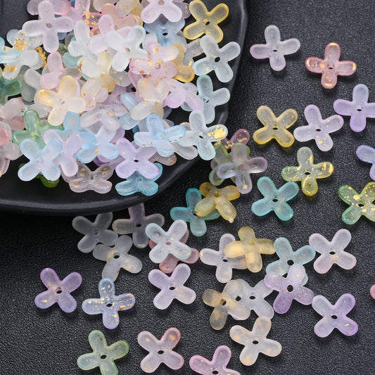 200pcs/set 10mm Rainbow Flower Acrylic Beads