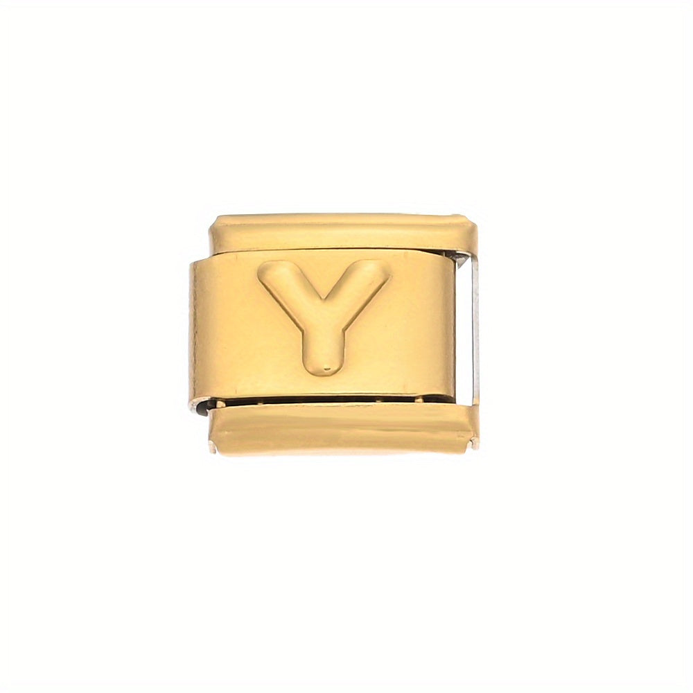 1pc 9x10mm Golden Stainless Steel Letter Bead