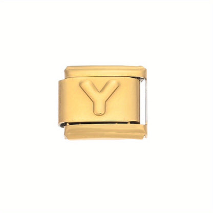 1pc 9x10mm Golden Stainless Steel Letter Bead