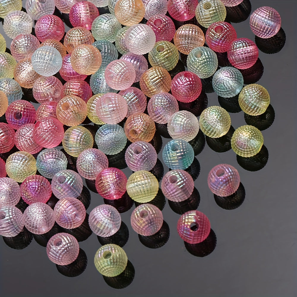 12mm AB Dreamy Gradient Fish Scale Round Flatback Resin Beads
