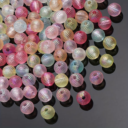 12mm AB Dreamy Gradient Fish Scale Round Flatback Resin Beads