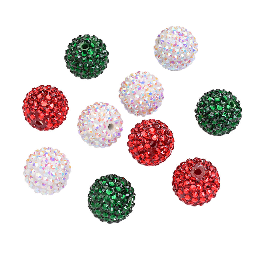 20mm Christmas Rhinestone Disco Ball Resin Beads