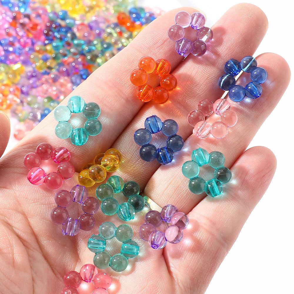 50pcs 17x16mm Transparent Flower Acrylic Beads