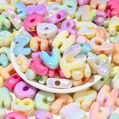 Summer UV Iridescent Clear Acrylic Alphabet Beads, 10pcs/Set