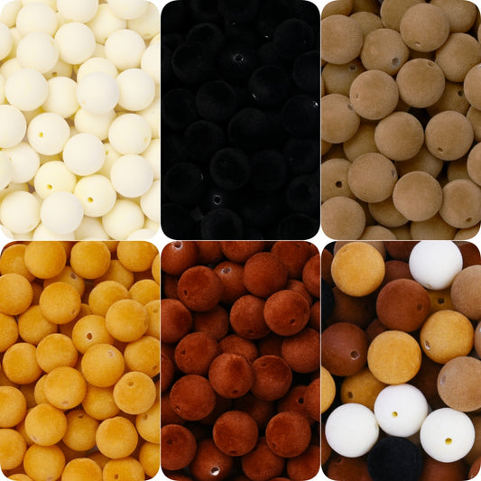 Velvet Fabric Acrylic Round Beads