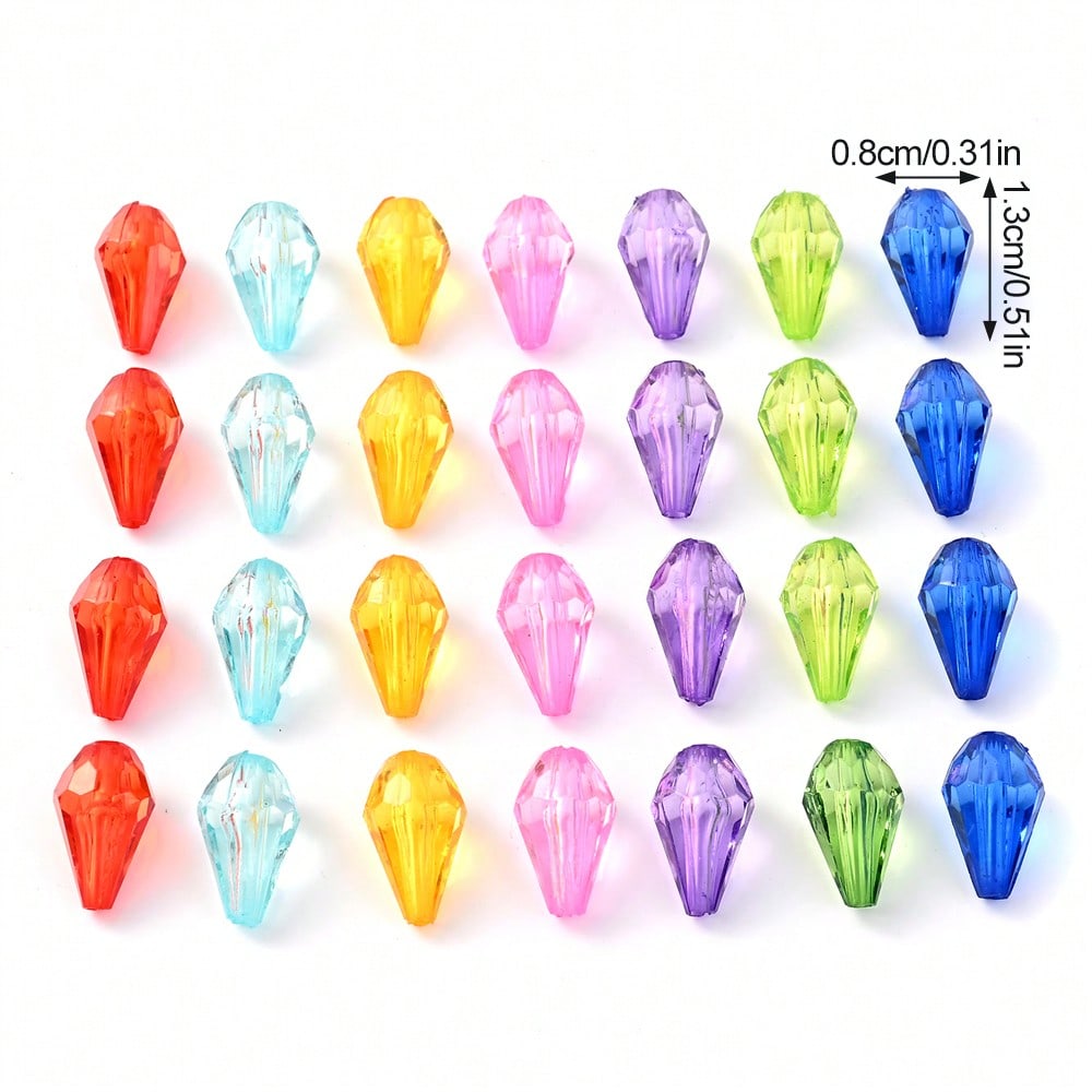 200pcs 13x8mm Faceted Waterdrop Acrylic Beads