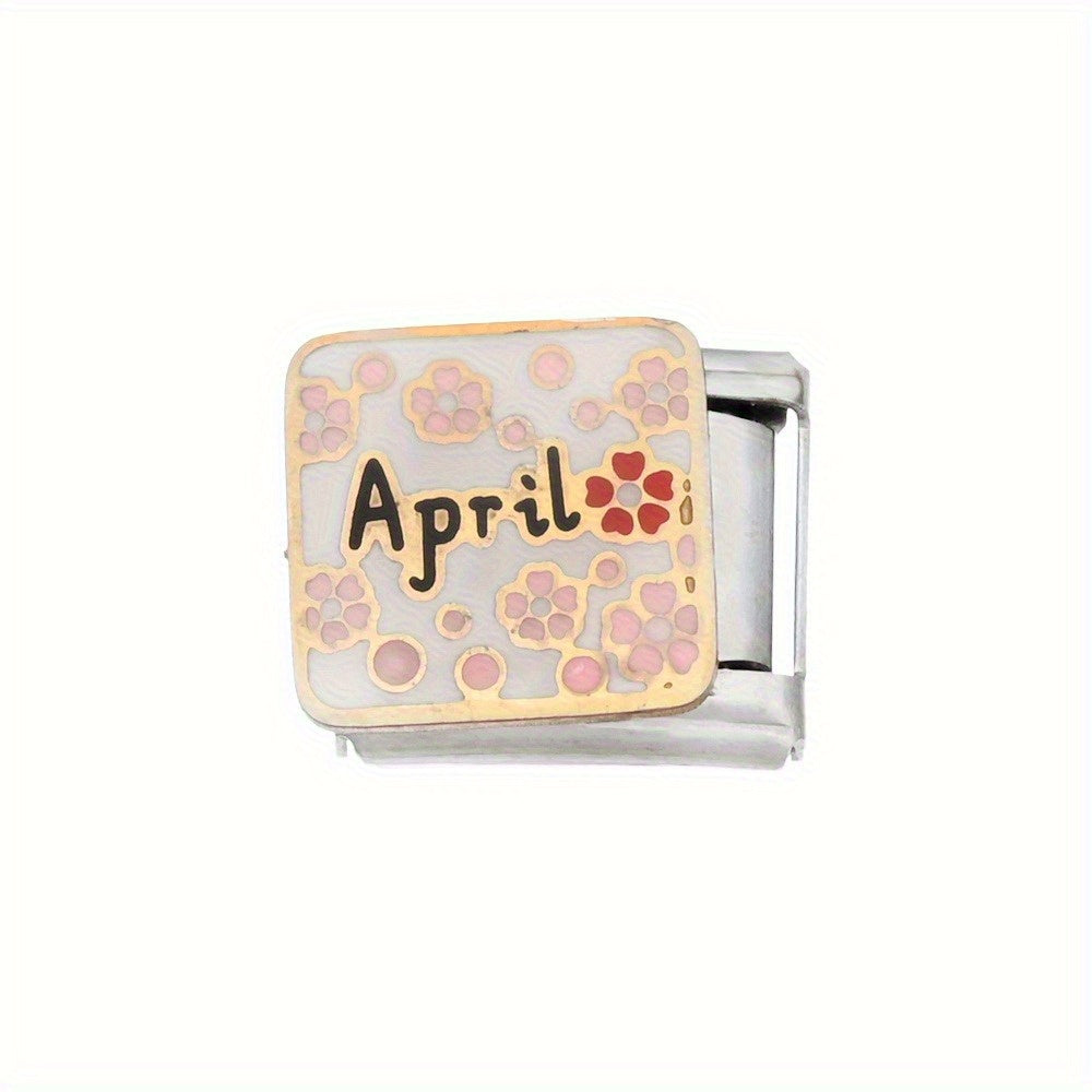 1pc 9x10mm Stainless Steel Month Theme Module Bead