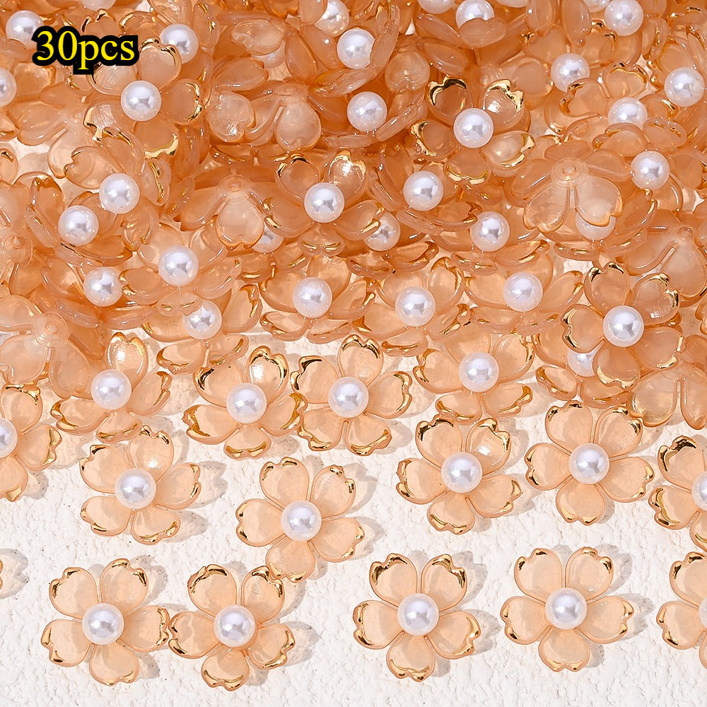 30pcs/set Transparent White Acrylic Cherry Blossom Flower Beads