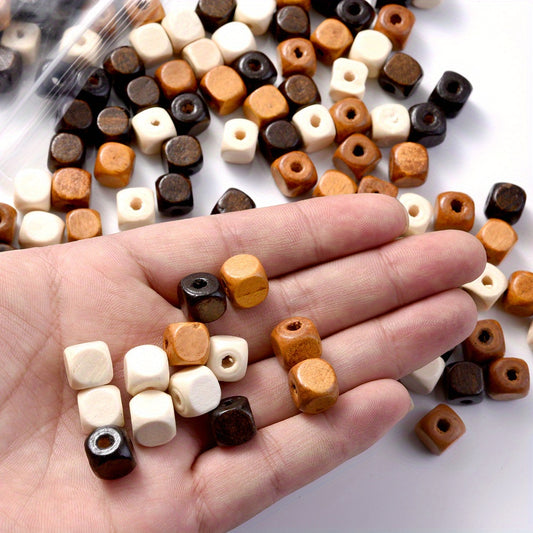 100pcs 10mm Mixed Color Square Wooden Beads