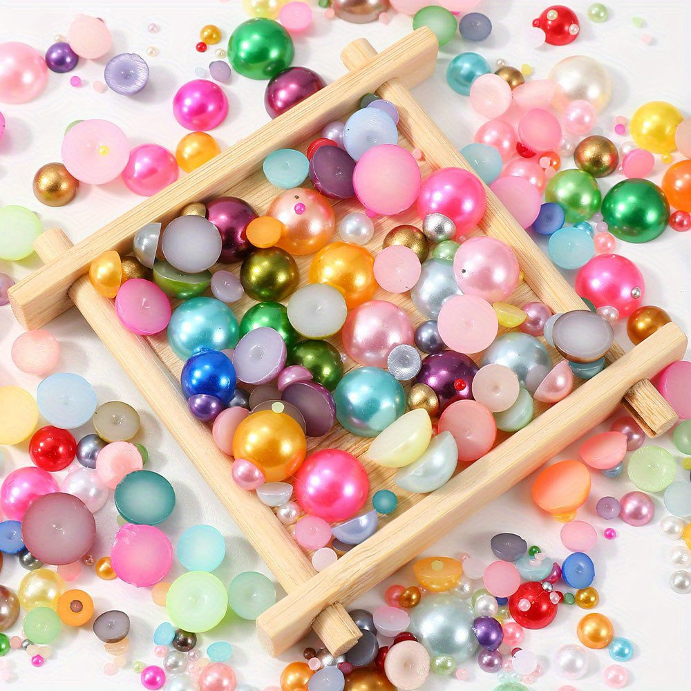1000pcs Semi Circular Resin Pearl Beads