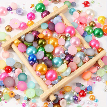 1000pcs Semi Circular Resin Pearl Beads