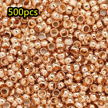 500pcs/lot 1.5/2/2.5/3mm Golden Copper Crimp Beads