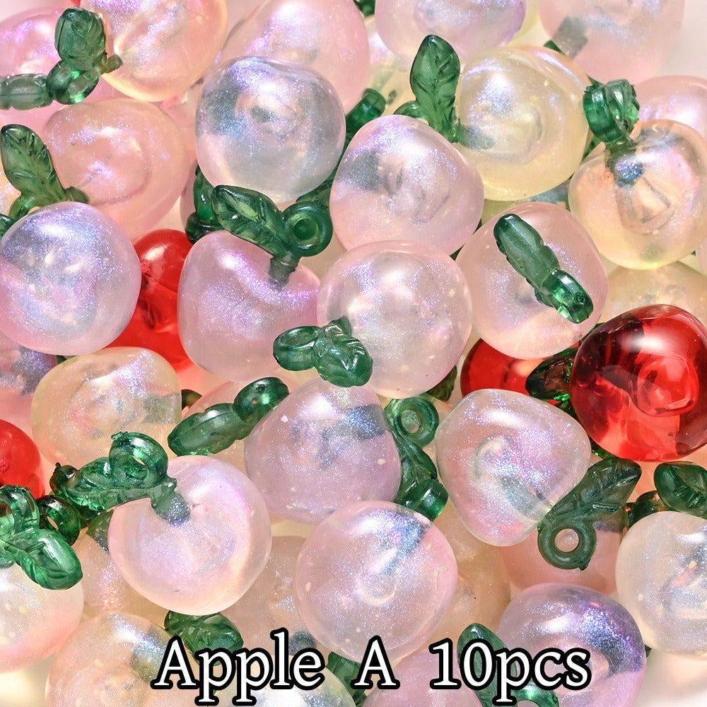 10pcs Cherry Apple Shape Acrylic Charm Beads