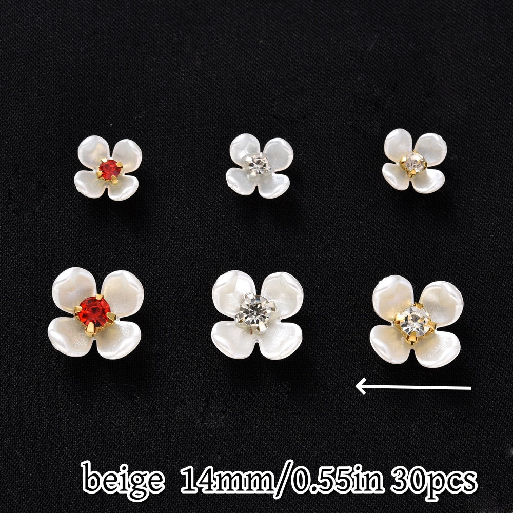 30pcs Flatback Petal Rhinestone Flower Beads