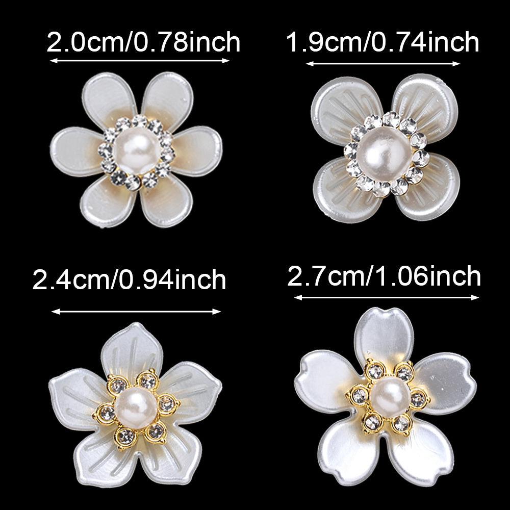 20/50pcs White Imitation Pearl Flower Flatback Beads