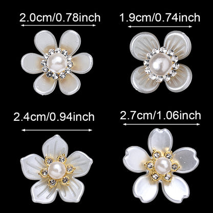 20/50pcs White Imitation Pearl Flower Flatback Beads