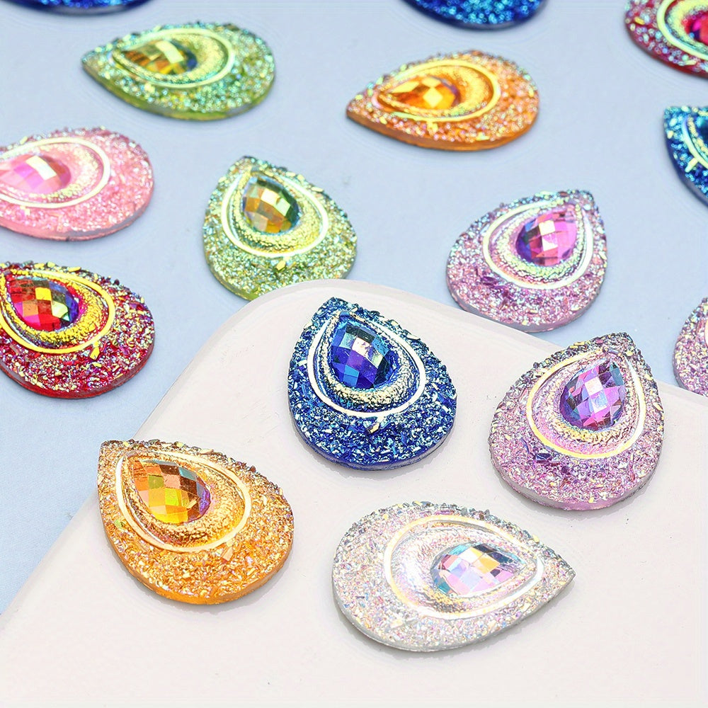 50pcs Peacock Feather Shape Rhinestone Flatback Beads